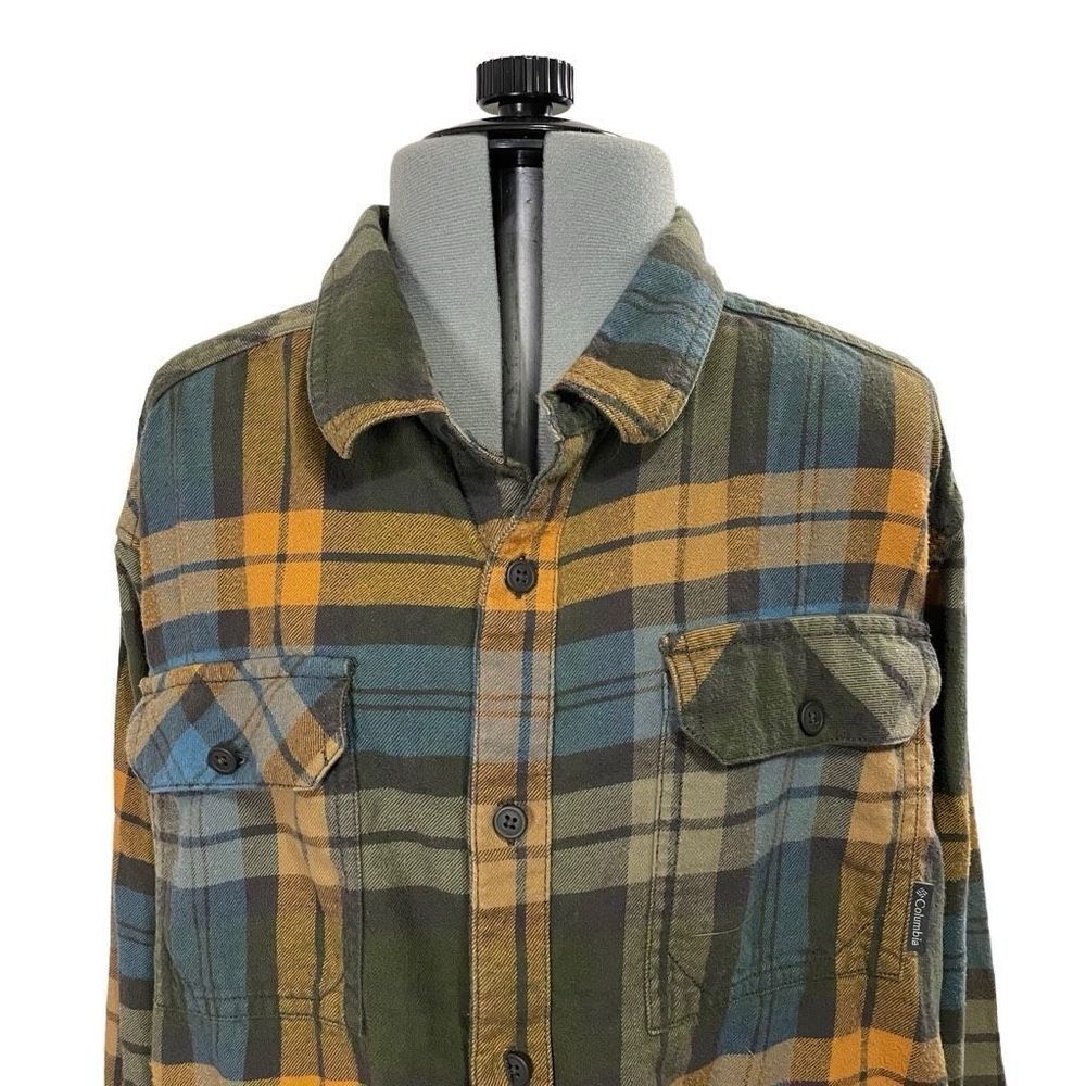 Columbia Men's Plaid Button Down Shirt - Green, Blue, Yellow